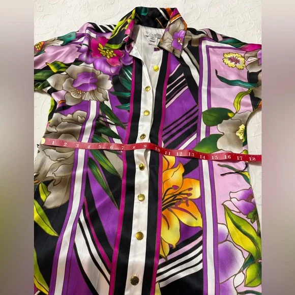 Cache Vibrant Purple Floral Belted Shirt Dress - Picture 7 of 9